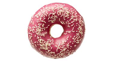 Donut o smaku truskawkowym z posypką z białej czekolady (Donut Funfetti) 4250950 56g*48szt - PANESCO